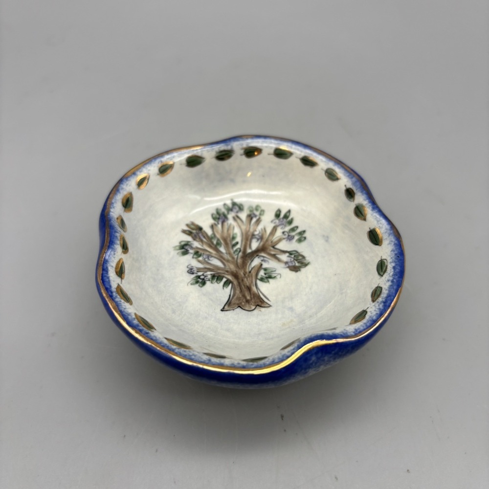 2000 Blue Sky Corp Heather Goldminc Trinket Jewelry Tray Bowl Hand Painted 3"
